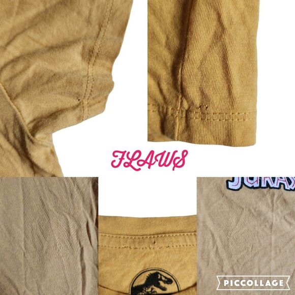 Jurassic World yellow red multi color Clever Girl raptor t shirt sz XS - Picture 9 of 12